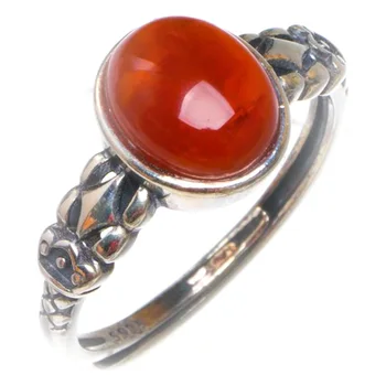 

Natural Nanjiang Red Agate Opening Concise Handmade 925 Sterling Silver Ring 7 D1024