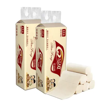 

Soft Toilet Paper Fast Shipping Family Clean 4 Plyer Soft Paper Disposable Tissue Bamboo Pulp Paper 12 Roll Dropshipping ##4
