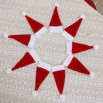 

Christmas Wine Bottle Hat Cutlery Holder Fork Spoon Pocket Xmas Decor Tablewear Bag Covers New Year Supplies