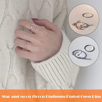 

Moon & Star Ring Open Ring Adjustable Ring Gift for Women Cute Tiny Rings LL@17