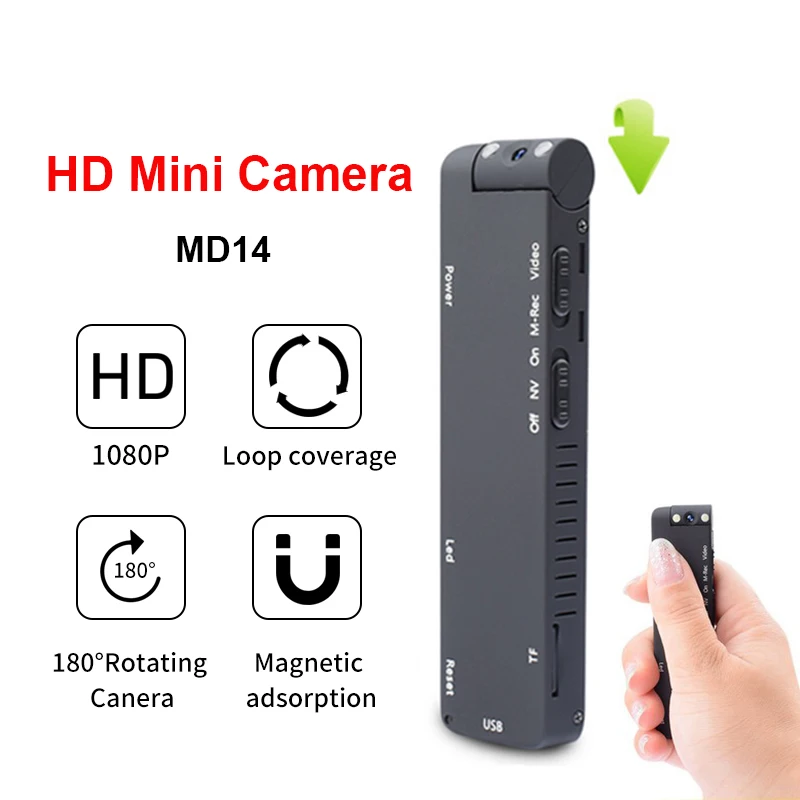 

Smart Mini Camcorders DV Camera HD 1080P Infrared Night Vision 180 degree Rotation Cam Motion Detection Function Recorder camera