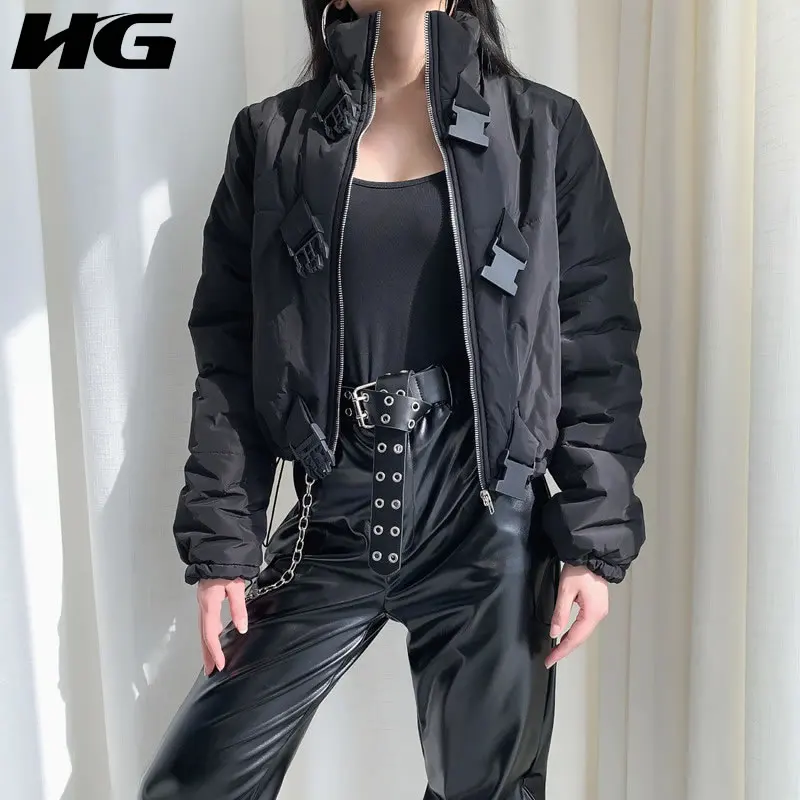 

HG Winter Jacket Women Zipper High Collar Bomber Jacket Thick Coat Streetwear Bread Service Keep Warm Women Clothes 2019 ZYQ1565