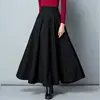 Winter Women Long Woolen Skirt Fashion High Waist Basic Wool Skirts Female Casual Thick Warm Elastic A-Line Maxi Skirts O839 ► Photo 2/6