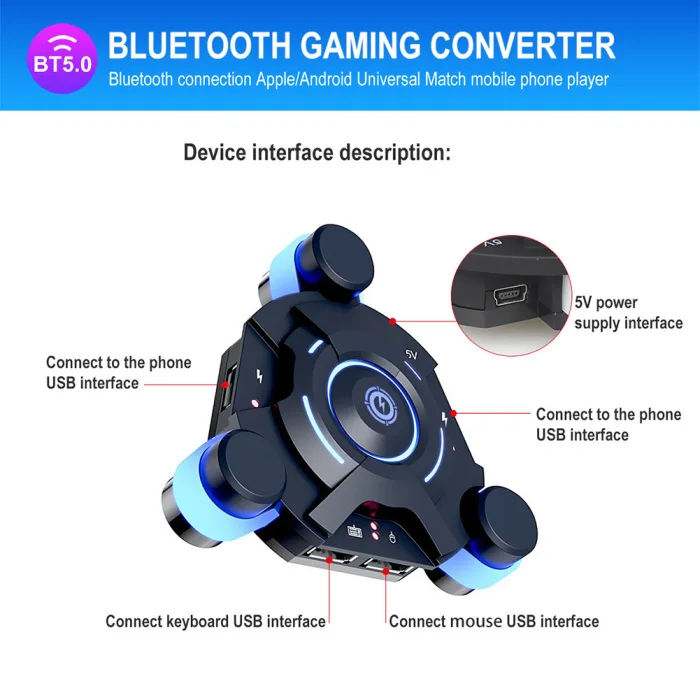 Bluetooth игровая клавиатура мышь конвертер игровой адаптер для IOS Android системы GK99
