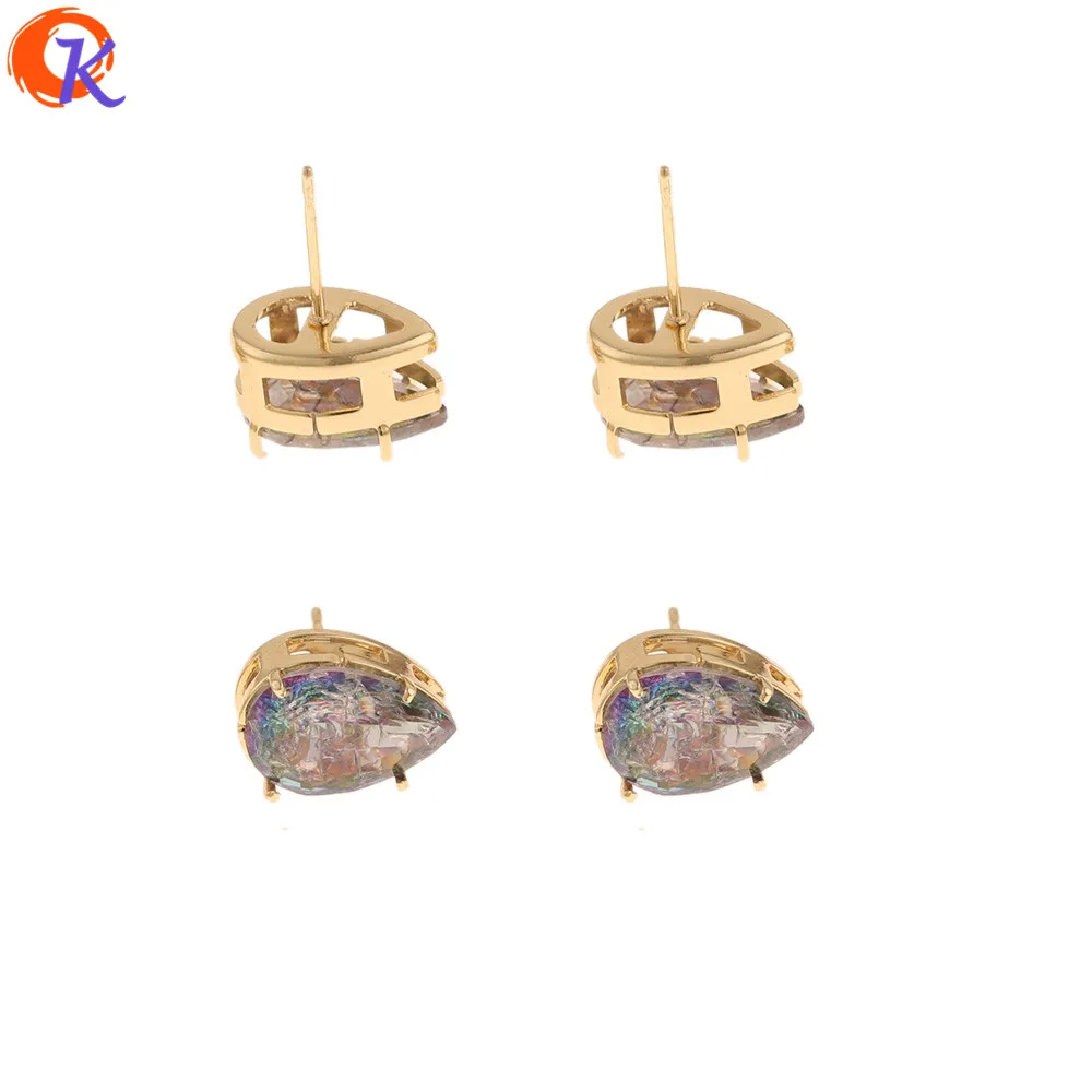 8X12MM Cordial Дизайн 50 шт. Модные серьги ювелирные изделия/CZ серьги-гвоздики/в форме капли/AB трещины эффект/модные серьги/серьги-гвоздики для женщин - Окраска металла: 8X12MM