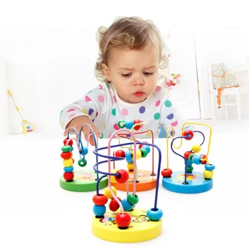 

Educational Toy Kids Wooden Around Beads Mini Cartoon Pattern Chassis Toddlers Intelligence Aged 0-3 years Toys