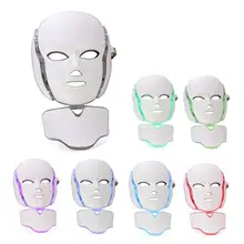 7 Color LED Facial Mask Photon Skin Rejuvenation Therapy Face Neck Mask Infrared Light Whiten Repair Skin Acne Removal Mask heating light machine for face messager acne spot skin rejuvenation light photon led therapy bacteria killing removal improve