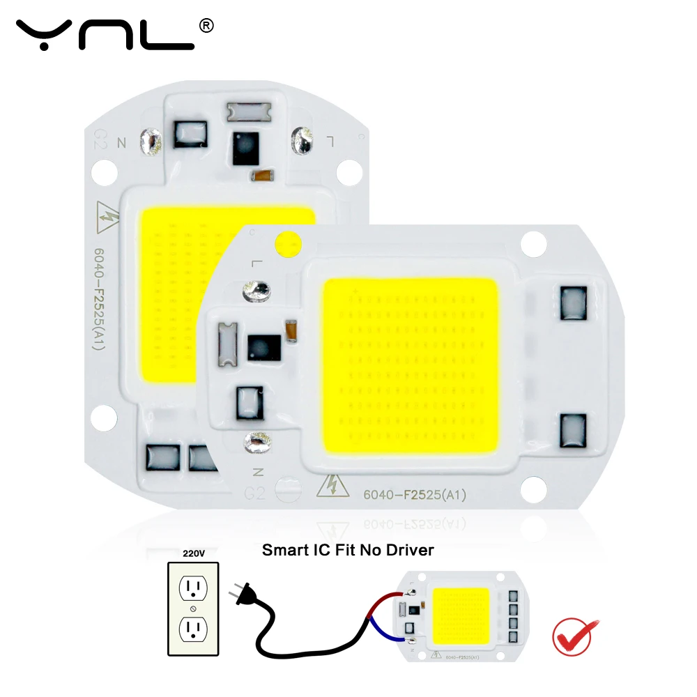 Светодиодный светильник COB Чип Smart IC нет необходимости в драйвере 220 В лампада светодиодный светильник лампа 10 Вт 20 Вт 30 Вт 50 Вт Светодиодный точечный светильник прожектор светильник DIY светильник ing