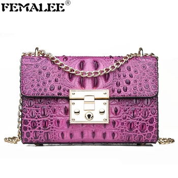 

Crocodile Pattern Pu Leather Crossbody Bags For Women New Small Lock Chain Shoulder Messenger Bag High Quality Purses Handbags