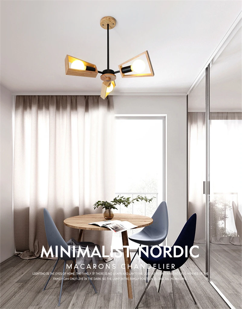 Nordic/Japan Style Wood Led Chandelier Rotatable Hanging lamp Modern Dining Room Bedroom Hanging Light Fixtures Home Loft Decor