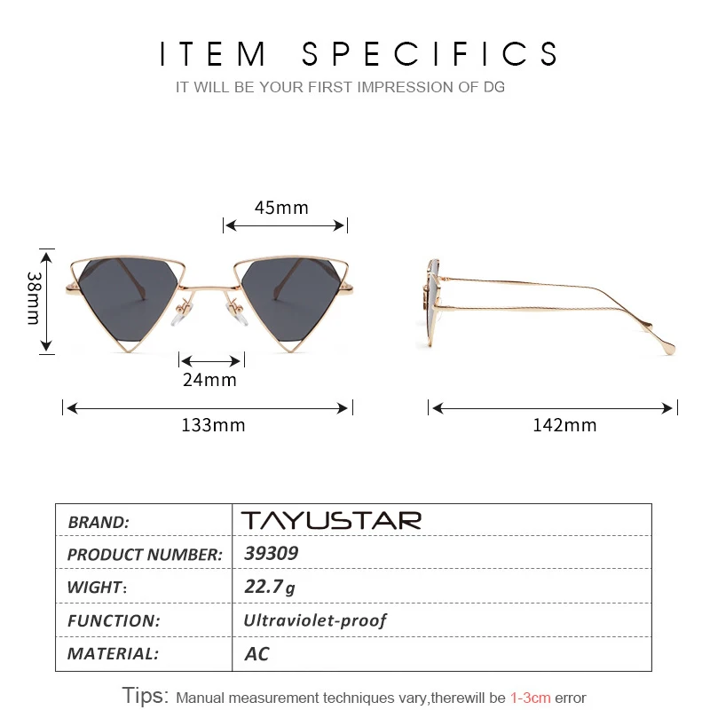 TIIYU New Punk Sunglasses Women Triangle Oculos New Vintage Glasses Openwork Metal Frame Fashion Sun Glasses Men Okulary