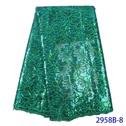 Фиолетовая африканская кружевная ткань, кружевная ткань, новейшая французская Тюлевая сетчатая кружевная ткань для женщин, кружевная ткань с блестками APW2958B - Цвет: 2958B-8