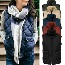 Женская зимняя куртка без рукавов, толстый теплый жилет, жилет, пальто, куртка, верхняя одежда, цветная однотонная женская куртка размера плюс, 5 цветов