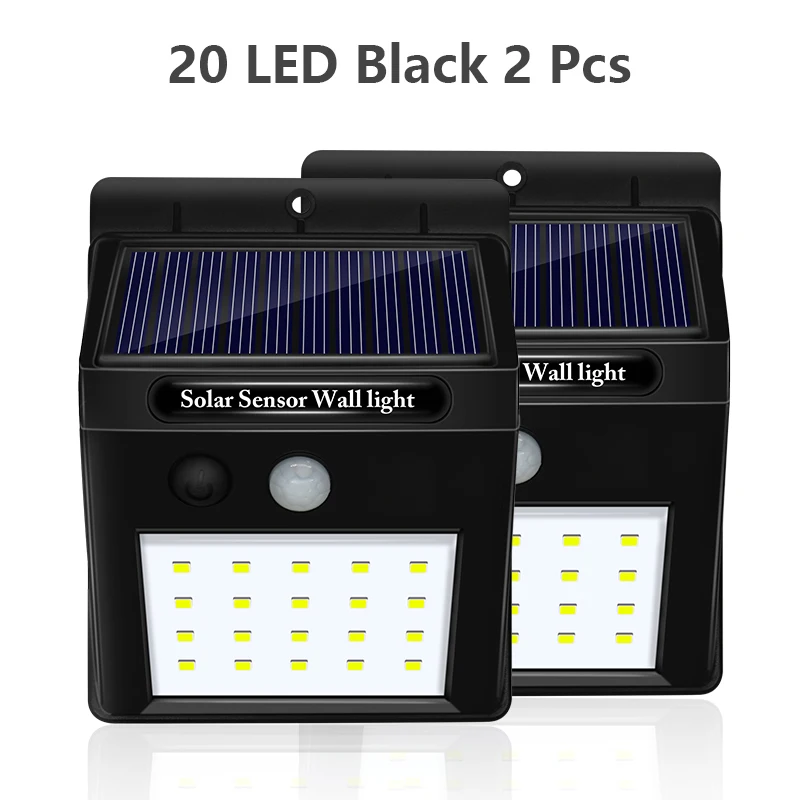 20 LED 2 piece IngHoo 20/100 светодиодный светильник на солнечной батарее с датчиком движения, уличный водонепроницаемый IP65 светильник, декоративный уличный фонарь, беспроводной настенный светильник - Испускаемый цвет: 20 LED 2 piece