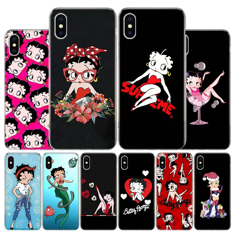 

Betty Boop cartoon Phone Case For Apple Iphone 11 Pro X XR XS Max 7 8 6 6S Plus 5 SE 7G 6G + Art Cover Coque Capa Shell