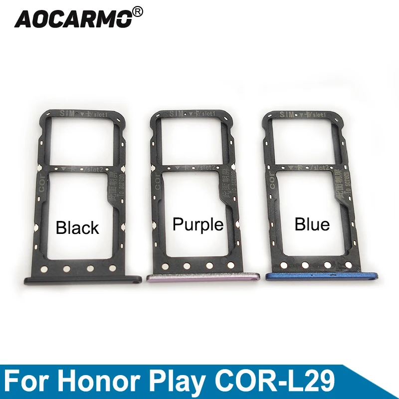 Aocarmo-soporte para MicroSD para Huawei Honor Play COR-L29, bandeja de tarjeta Sim Nano, pieza de repuesto para ranura