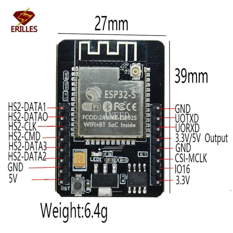 ESP32CAM OV2640 Wi Fi + Bluetooth модуль для последовательного подключения к ESP32 макетная плата