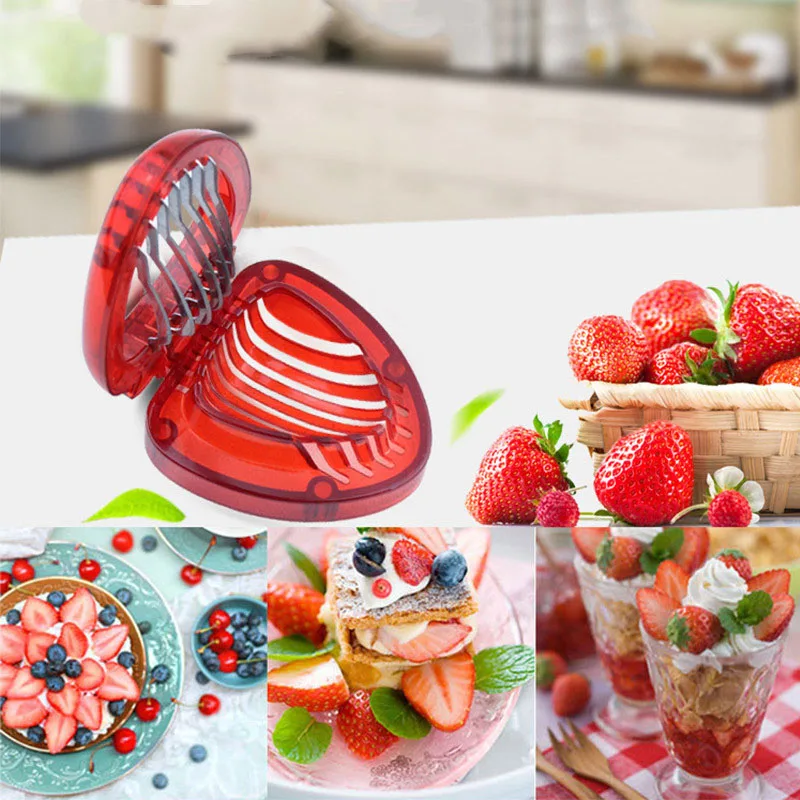 Strawberry Slicer Fruit Stem Remover Kitchen Gadgets Strawberry Hullers Corer Fruit Leaf Stem Remover Metal Plastic Remove Stalk Device Strawberry Slicer Cutter Tool