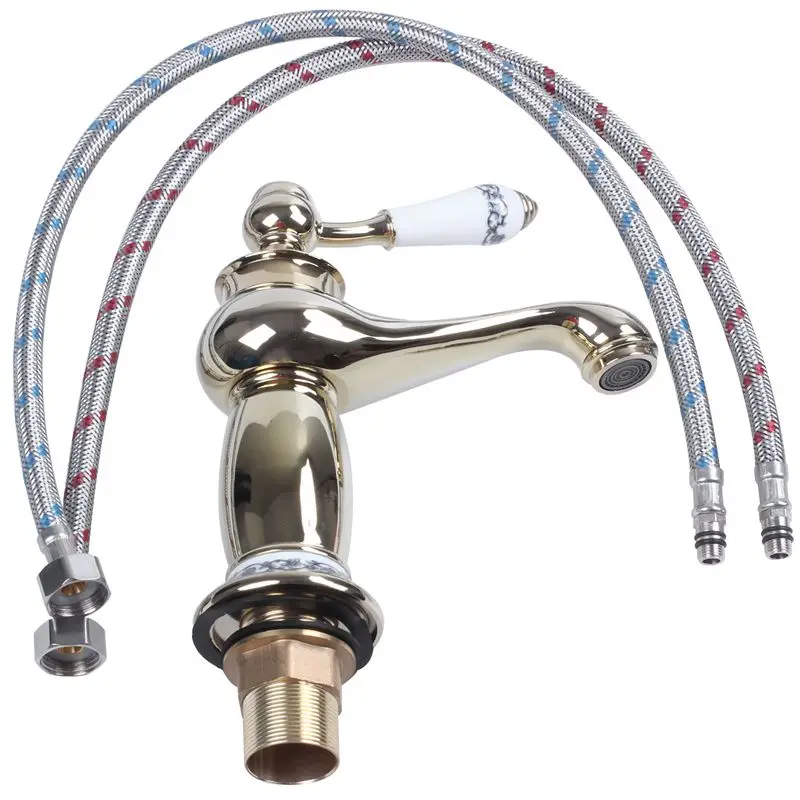 

All copper ceramics Single Handle Single hole kitchen Washing basin chrome Faucet(Gold)