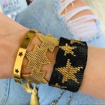 

Rttooas Fashion Gold Star MIYUKI Bracelet For Women Handmade Loom Beads Charm Bracelets Armband 2020 Female Tassel Jewerly