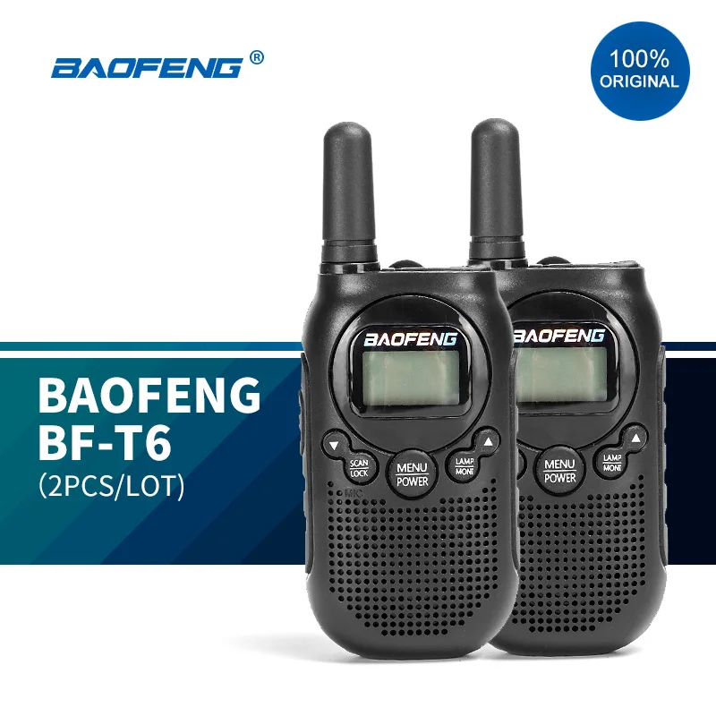 

2PCS Baofeng Walkie Talkies BF-T6 Kids Porable Handheld Transceiver 22 Channel Mini FRS Two Way Radios For Children 2020