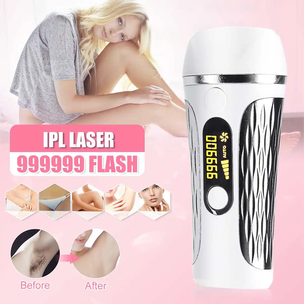 

2 in 1 999999 Flash 36W 5 setting level Hair Removal Device IPL Hair Removal L aser Epilator Permanent Home Electric Painless
