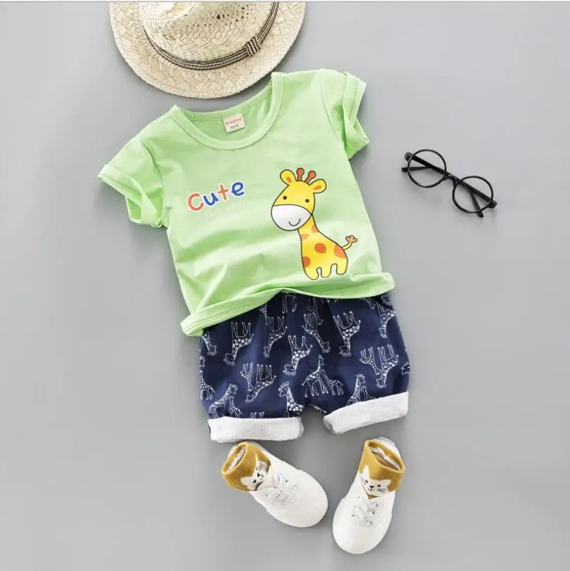 BibiCola/летние комплекты одежды для маленьких мальчиков; Одежда для младенцев; комплекты одежды из 2 предметов в клетку для малышей; летний комплект для мальчиков - Цвет: picture color
