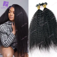 Kinky Straight U Tip Human Hair Extensions 0.9G/Strand 100Strand/Lot Braziliaanse Remy Fusion Pre Bonded haar Natual Black Luffy