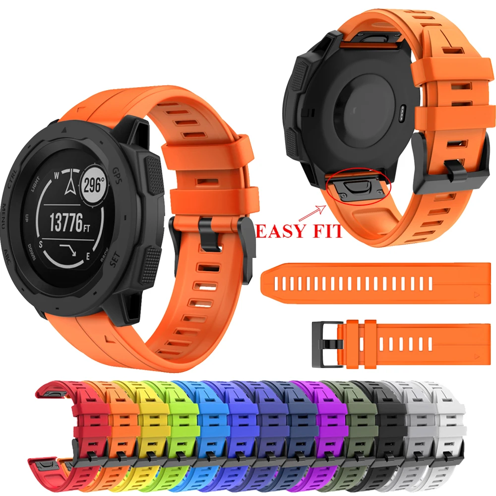 Ремешок силиконовый для Garmin Fenix 6X 6 6S Pro 5X 5 5S Plus 20 22 мм спортивный браслет быстрого