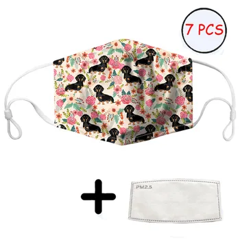 

Flowers Dachshund Pattern Woman Men Mouth Masks with Filter Respirator Anti Dust Pollution PM2.5 Mask Girls Soft Elastic Mask