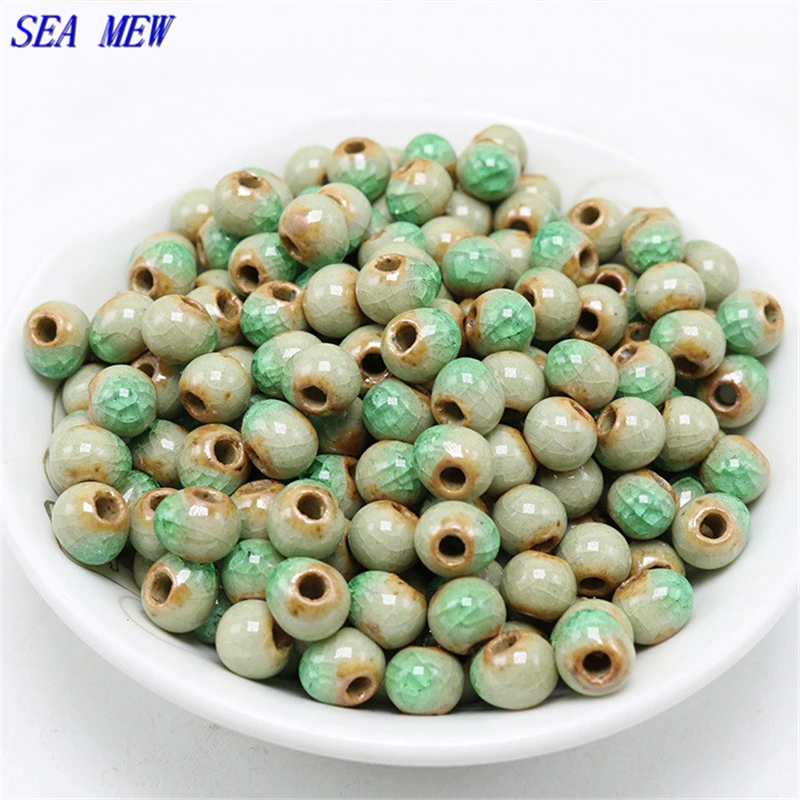 6mm-8mm-10mm-Green-Porcelain-Loose-Beads-Ceramic-Beads-Handmade-DIY-Hole-Beads-For-Jewelry-making