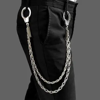 

Men's Silver Punk Rock Clasp Clip Double-deck Buckle Metal Keychain Wallet Chain