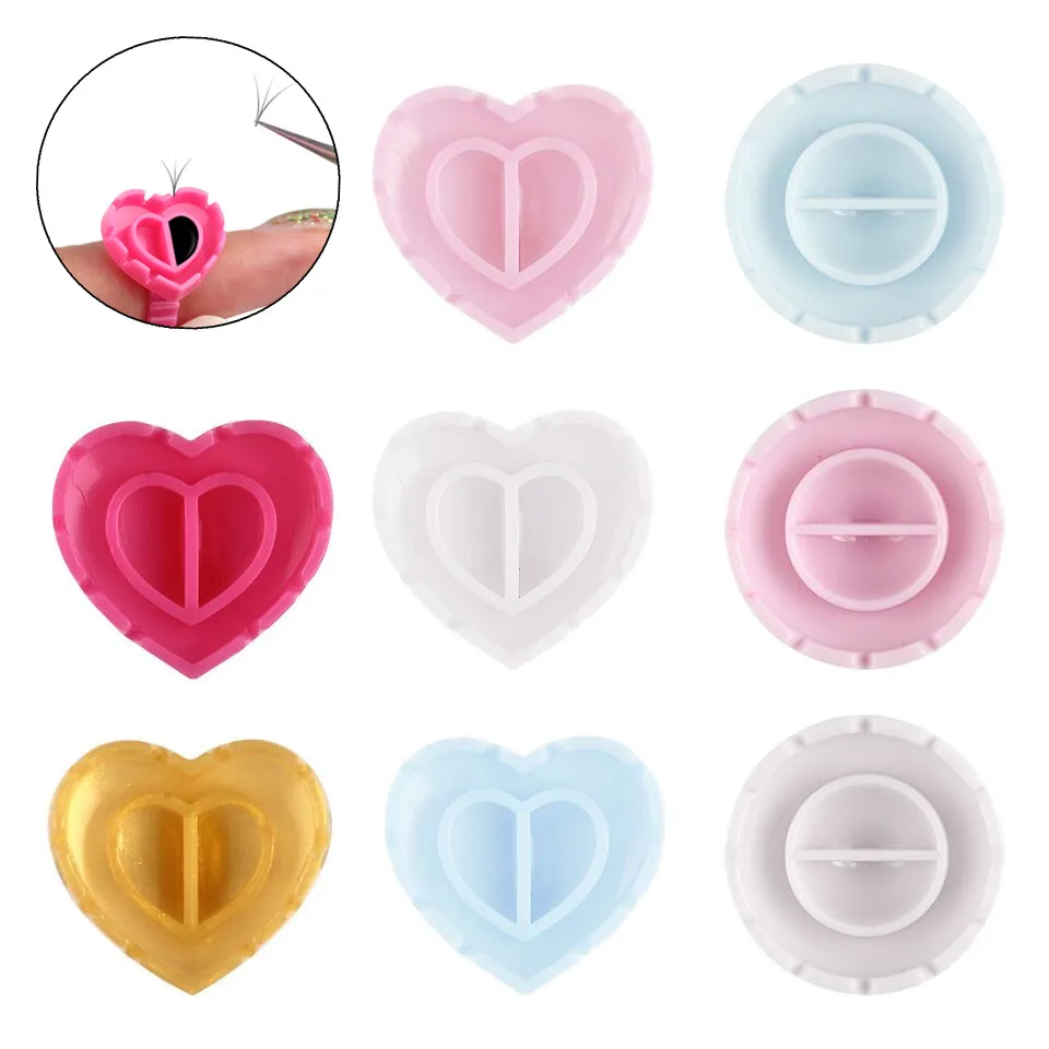 THINKSHOW 50/100PCS V Shaped Disposable Eyelash Extension Glue Ring Adhesive Color Heart/Round Volume Fan Holder Makeup Tools | Красота и