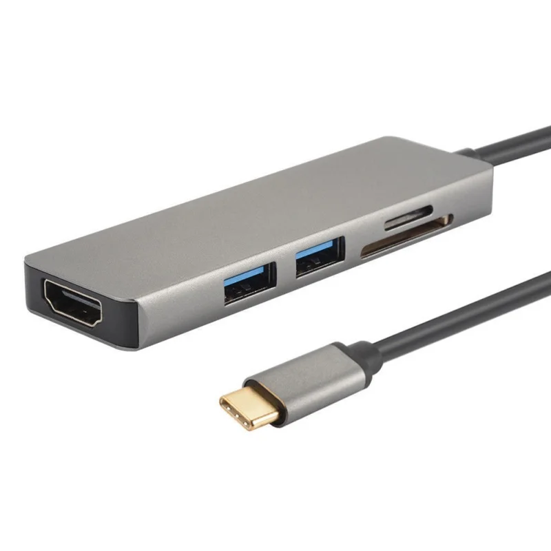 Универсальный 5 в 1 Тип-c адаптер USB 3,0 мульти-функциональный хаб разветвитель с TF/SD кард-ридер для samsung huawei xiaomi iphone