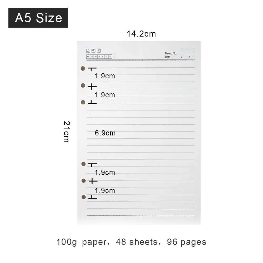 Высокое качество, записная книжка с кольцом, А5, личный А6, А7, вставные заправки, 6 отверстий, вкладыш, дневник на спирали, планировщик, внутреннее ядро, 100 г, бумага - Цвет: A5 Ruled