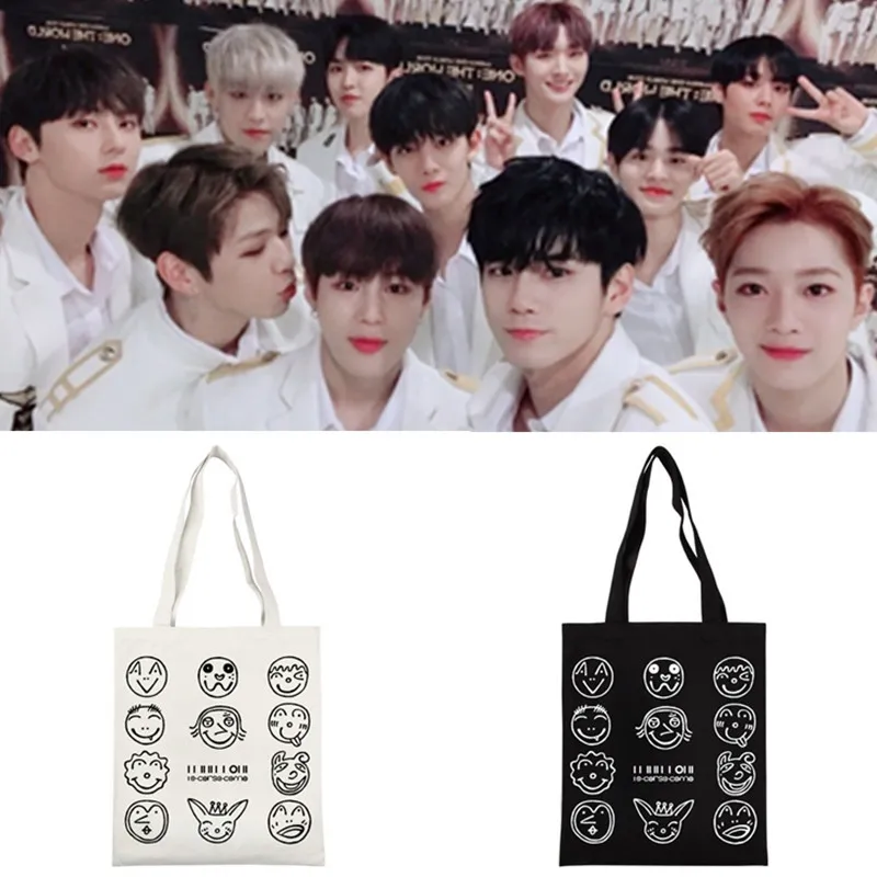 

Wanna ONE Shoulder Bag Concert Related Products Signature Celebrity Style Canvas Handbag Should Aid Bag Men And Women Shoulder B
