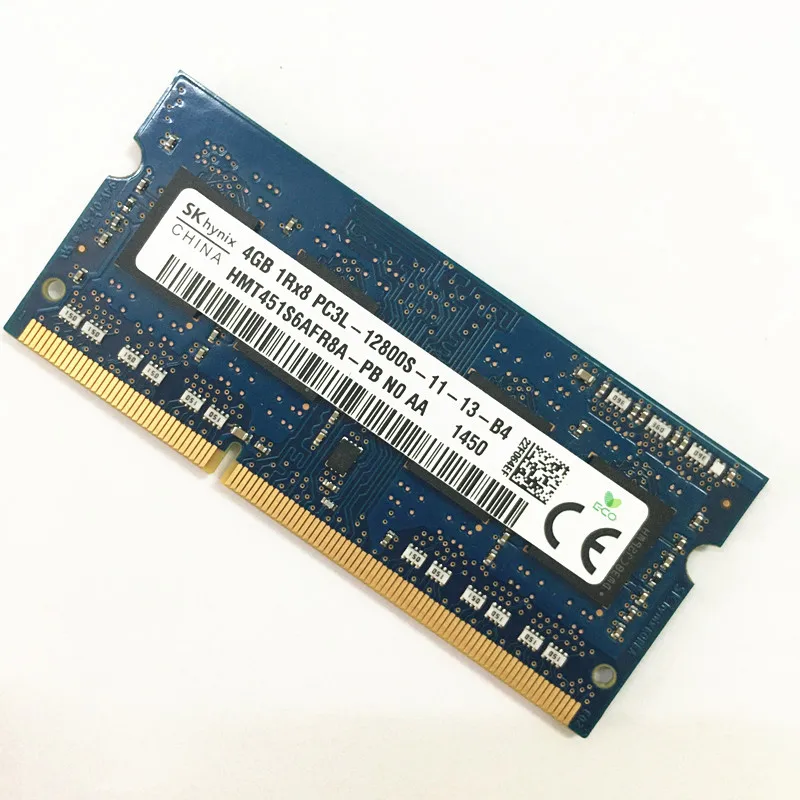 Memória ddr3 4gb PC3L-12800S-11 mhz do portátil dos ram 4gb 1rx8 1600 1.35 mhz 1600 v de sk hynix ddr3