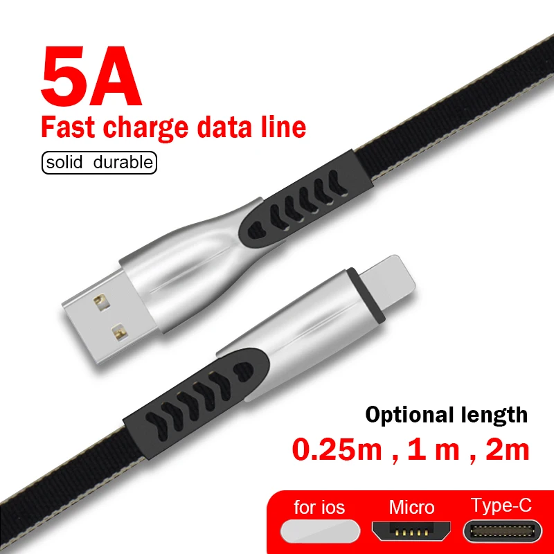 A23 быстрое зарядное устройство кабель для iOS 1 м USB кабель для зарядки данных type-C Micro USB Мобильный телефон 5A Android супер зарядное устройство USB линия передачи данных