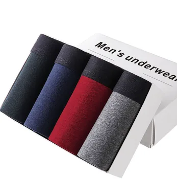 

4PCS Men's Underwear Boxers Underpants Solid Boxershorts Comfortable Panties 95% Cotton Breathable Underwear Mens Boxers Homme