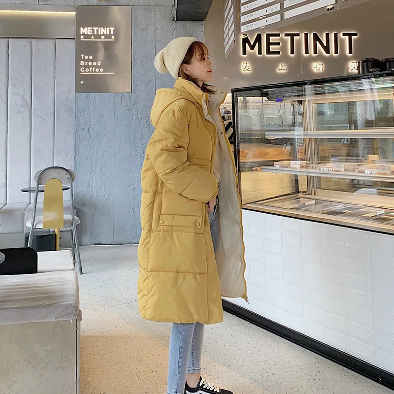 

2019 Winter New Style down Jacket Korean-style Mid-length over-the-Knee Loose And Plus-sized Coat Cotton Coat Women's down Coat