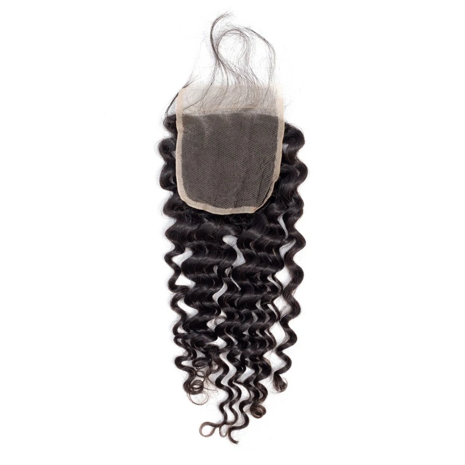 Grand Nature 4x4 lace closure loose deep 100% Human Hair Extensions water wave 8-20inch natural color remy