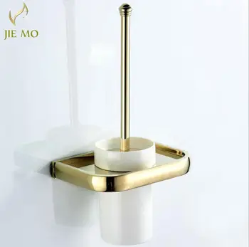 

Gold Brass toilet brush holder with ceramic cup household products bath decoration JM-FZG
