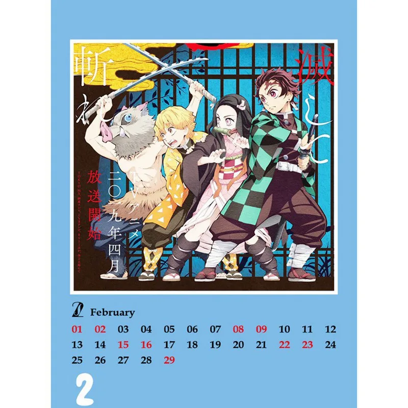 Аниме календарь MODAOZUSHI Kimetsu No Yaiba клинок демона уничтожения истребителя DIY персонажи мультфильмов календари