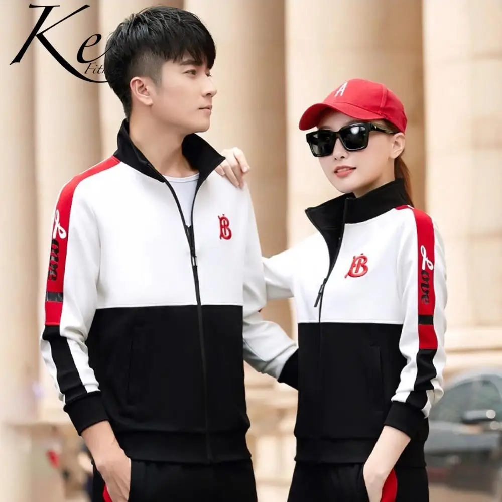 

KE*272 new Couple sportswear suit white sport set spring sports tracksuit man woman male female running large size big cotton