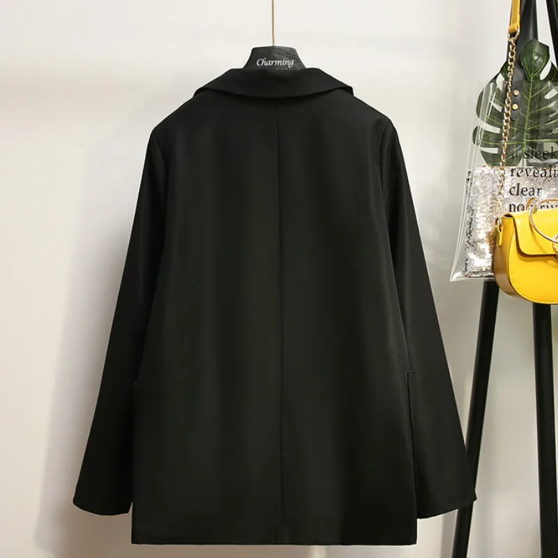 Casual ladies jacket large size XL-5XL new autumn loose women's long black blazer Female jacket suit high quality