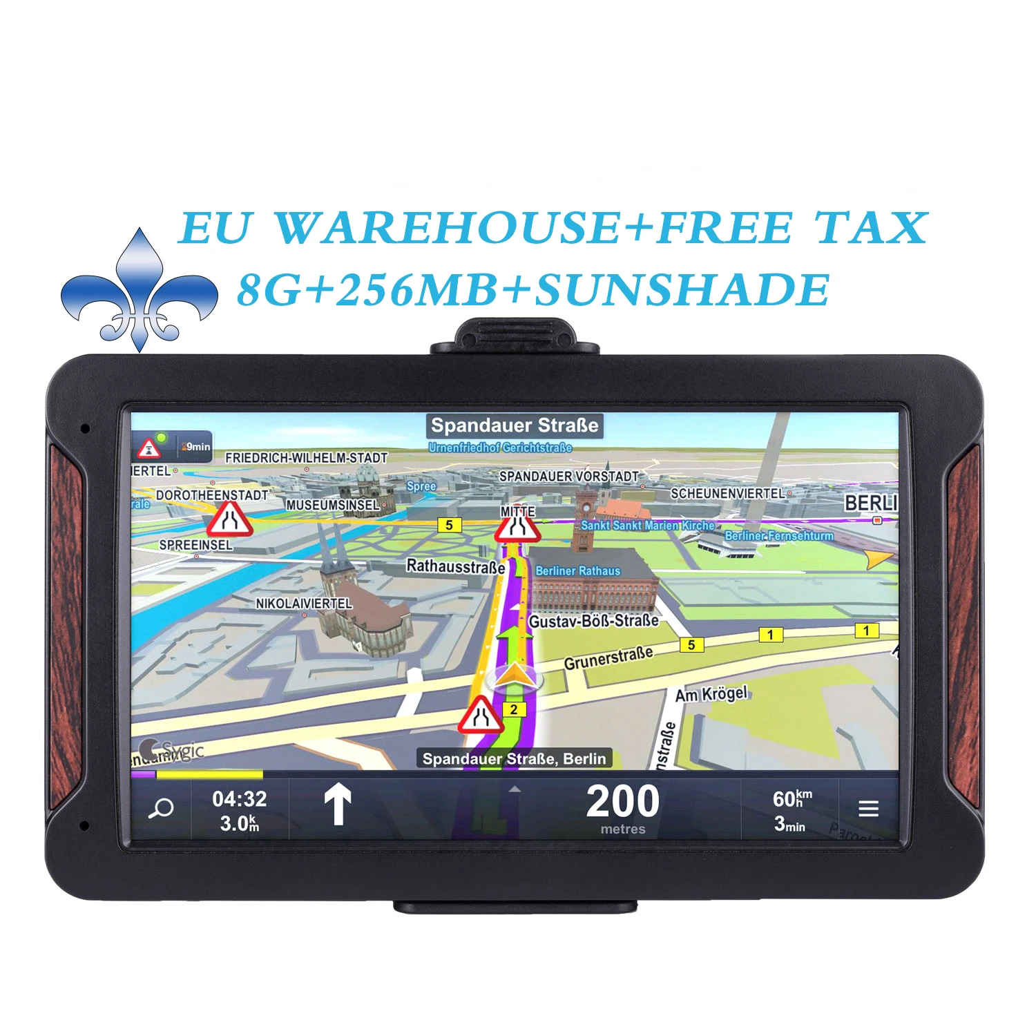 7Inch 8GB Car GPS Bluetooth Navigation AV-IN Truck Car FM Multi Language Maps