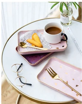 

Nordic Ceramic Jewelry Dish Earrings Necklace Ring Storage Plates Fruit Dessert Display Bowl Cosmetic Tray Home Decoration