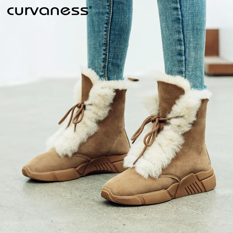Женские ботинки наивысшего качества из натуральной шерсти Ботинки martin на шнуровке женские ботильоны на меху зимняя теплая женская обувь европейский размер 34-40