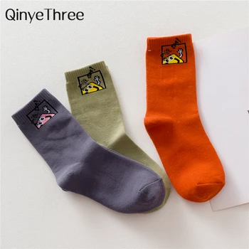 

New Funny Happy Cartoon Expression Socks Asymmetry Couples' Skateboard Hipster Street Harajuku Socks Preppy Style Casual Socks
