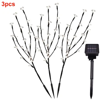 

3pcs/set Garden Ornamental Plastic Waterproof Stylish Energy Saving Cherry Tree Durable Branches Outdoor Decoration Solar Lamp